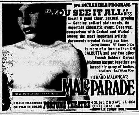 ad for porn films presented by Gerard Malanga
