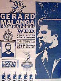 Flyer for Gerard Malanga at Le Metro