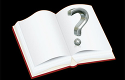 blank book with question mark