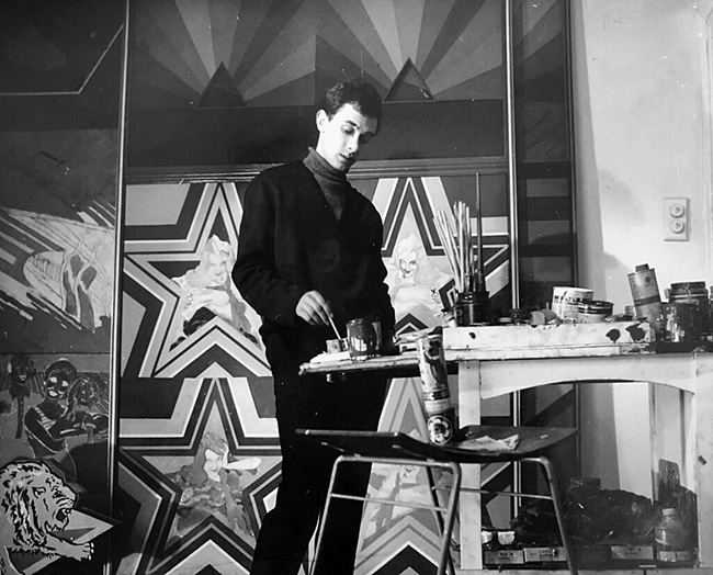 Pop artist Peter Philips in his studio in London.