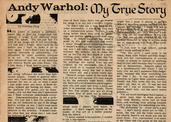 Andy Warhol - The True Story - by Gretchen Berg