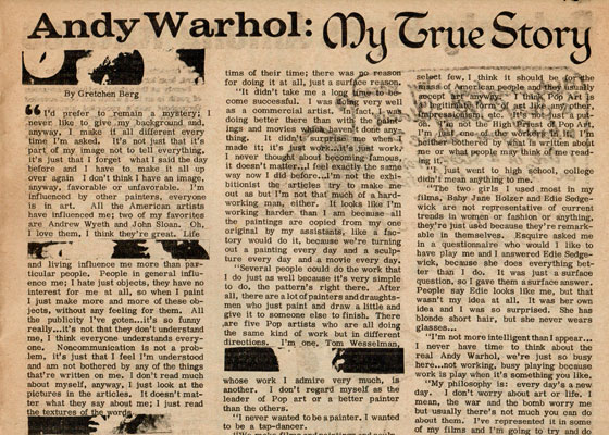 Andy Warhol - The True Story - by Gretchen Berg