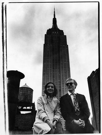 Marisol and Andy Warhol in front of the Empire State Building