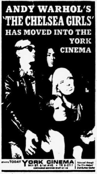 Chelsea Girls opens at York Cinema on 2 February 1967