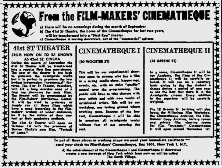 filmmakers cinematheque ad