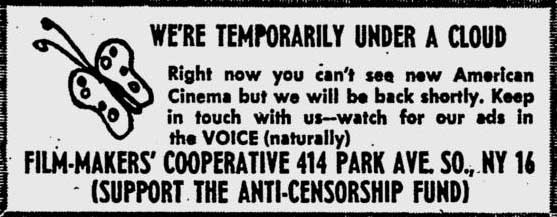 Film-Makers' Co-op ad in Village Voice 26 May 1964