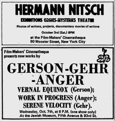 Film-makers' Cinematheque at 80 Wooster Street and the Jewish Museum