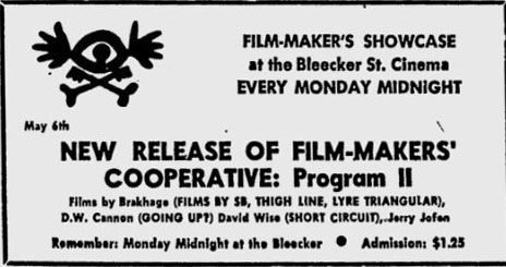 Film-Makers' Showcase at Bleecker Street May 1963