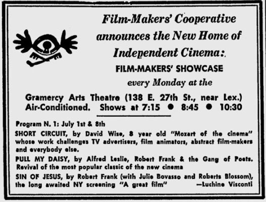 Filmmakers Cooperative ad for Filmmakers Showcase at the Gramercy Arts