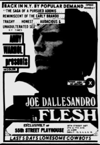 Ad for Flesh at the 55th Street Playhouse