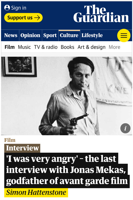 Jonas Mekas Last Interview The Guardian