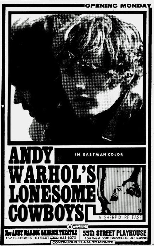 Ad for Andy Warhol's Lonesome Cowboys