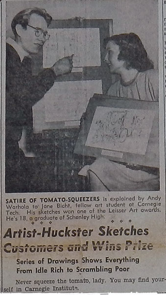 Andy Warhol wins Leisser Prize press clipping