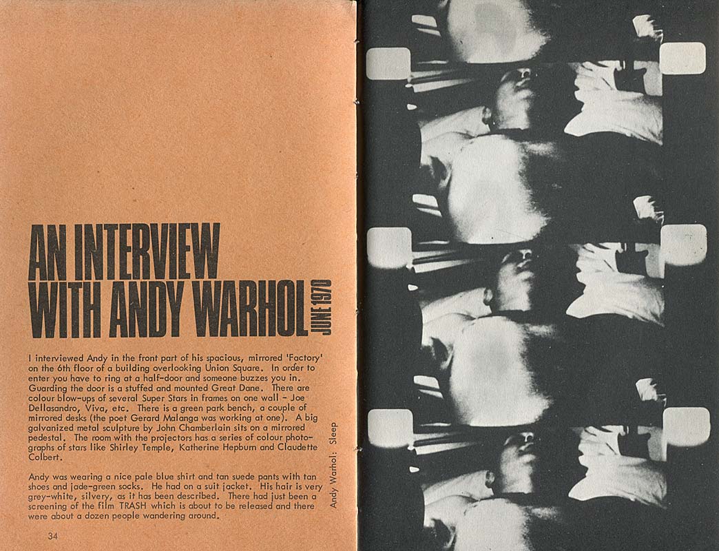 Ralph Pomeroy interview Andy Warhol in Afterimage